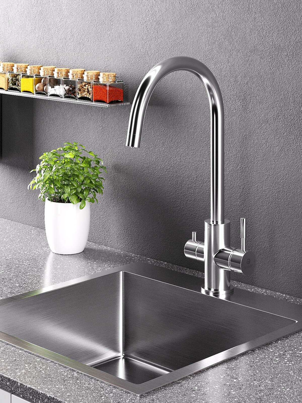 Смеситель для кухни Agger Zest A0700700 хром, с краном для питьевой воды, рычажный, латунь