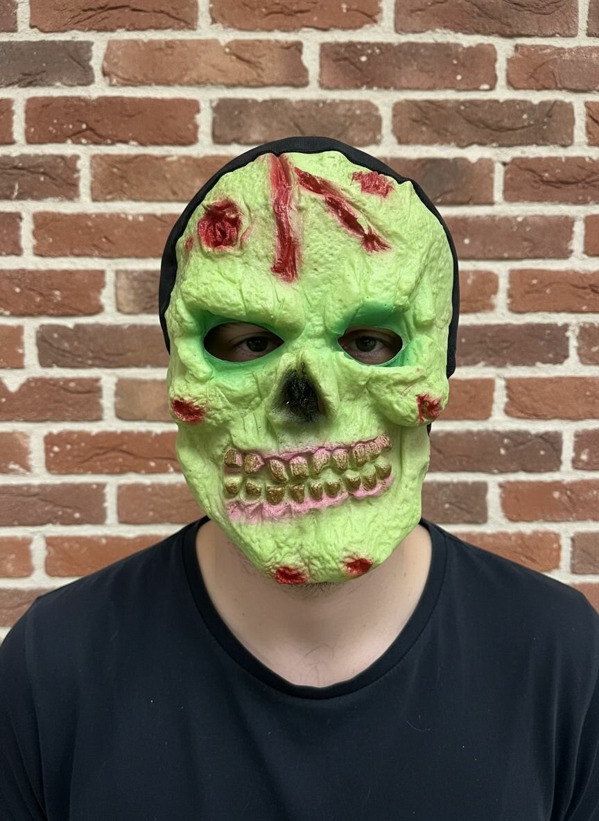 Маска на Halloween, Зеленый Кровавый Человек, латекс, 28х21см