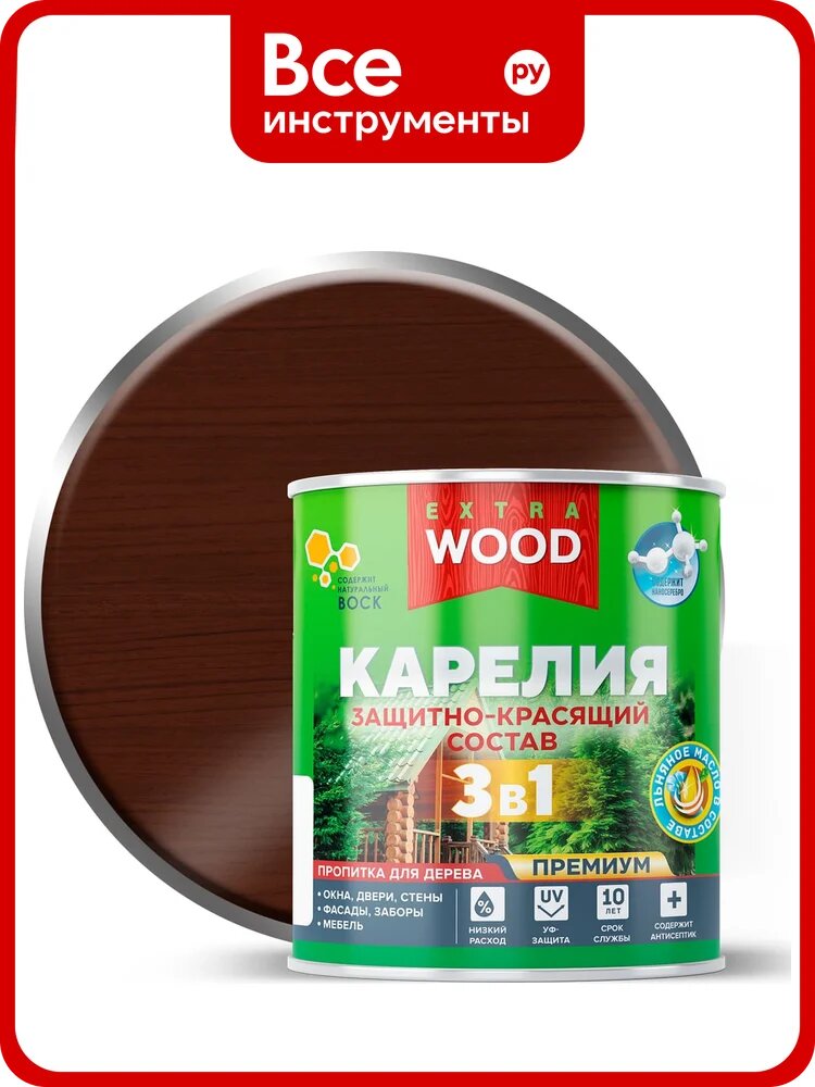 Защитно-красящий состав 3в1 для древесины Farbitex орегон Карелия, 0.75 л, WOOD 4300016709