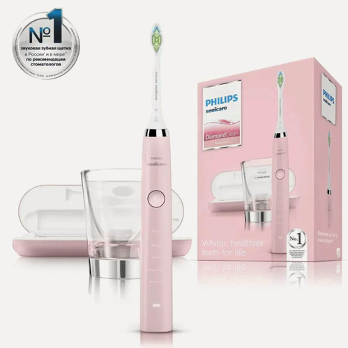 Изображение товара Электрическая зубная щетка Philips Sonicare Diamond Clean HX9362 розовая, 5 режимов, футляр-USB , зарядный стакан, версия CN
