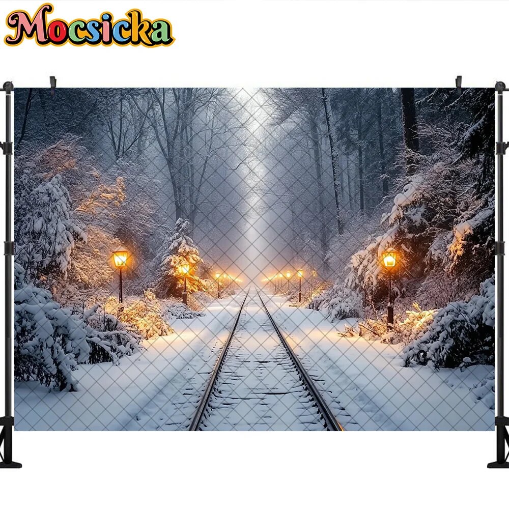 Фотофон зимний, снежные пути, 300x600 мм, цвет 13