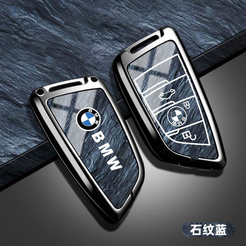 BMW A Style 3-кнопочный чехол для ключа с каменной текстурой синий, устойчивый к падению и потере, подходит для моделей