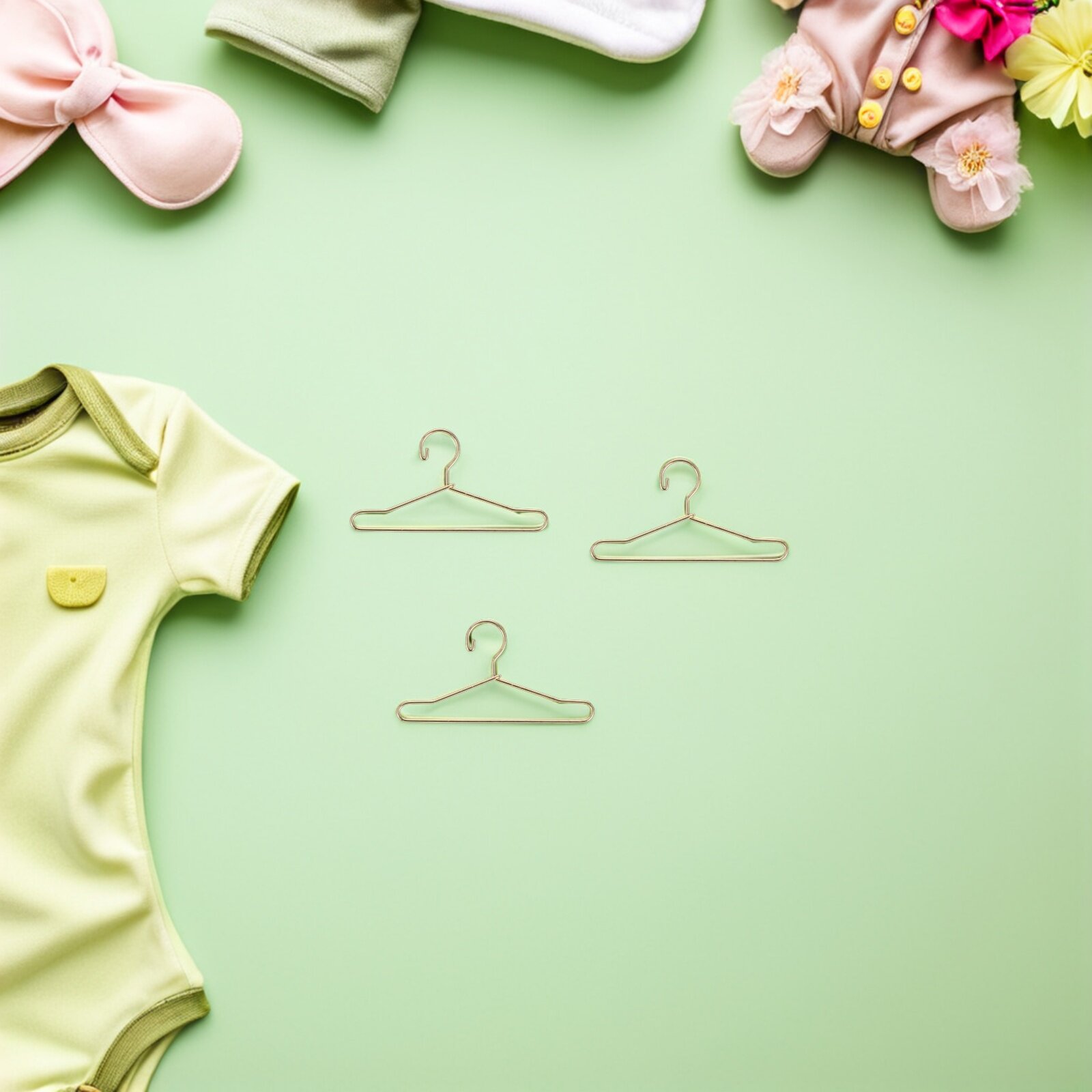 Миниатюрные металлические золотистые вешалки для одежды кукол из железа в наборе 50 шт для декора