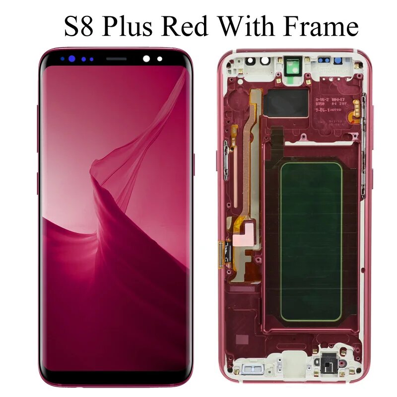 Супер AMOLED-дисплей для SAMSUNG S8 PLUS, замена экрана, ЖК-дисплей с Красный, S8 Plus Red Frame