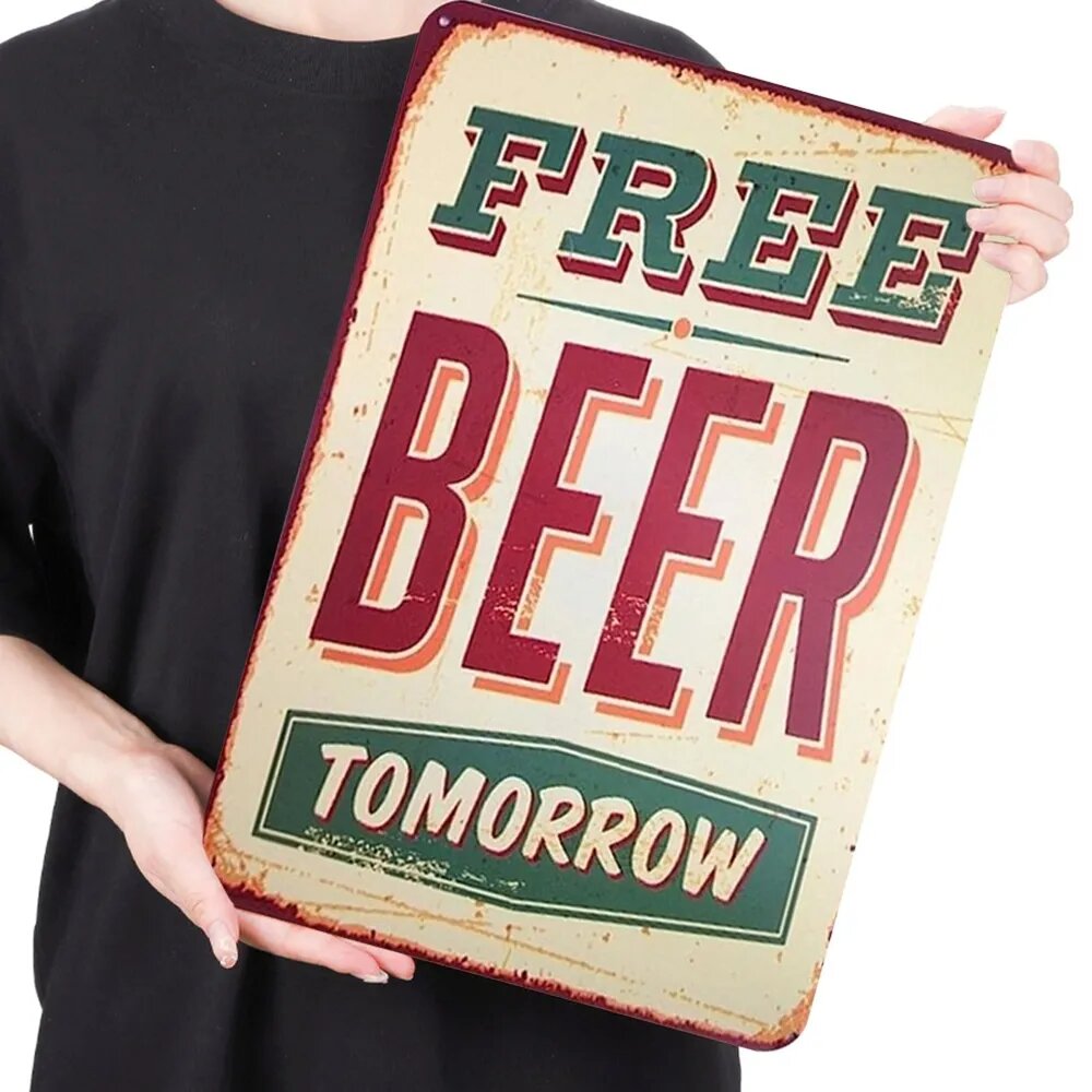 Металлическая картина прямоугольная 30 40 см с надписью BEER