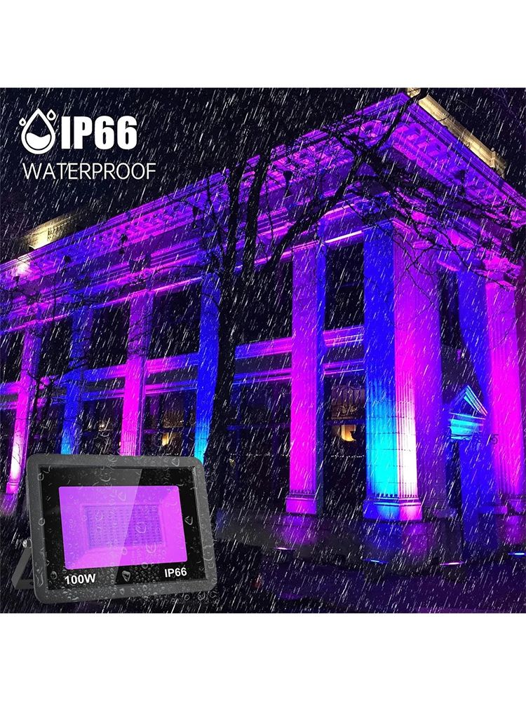 УФ фонарь прожектор 50W 395nm IP66, ультрафиолетовая лампа света для улицы, атмосферный свет