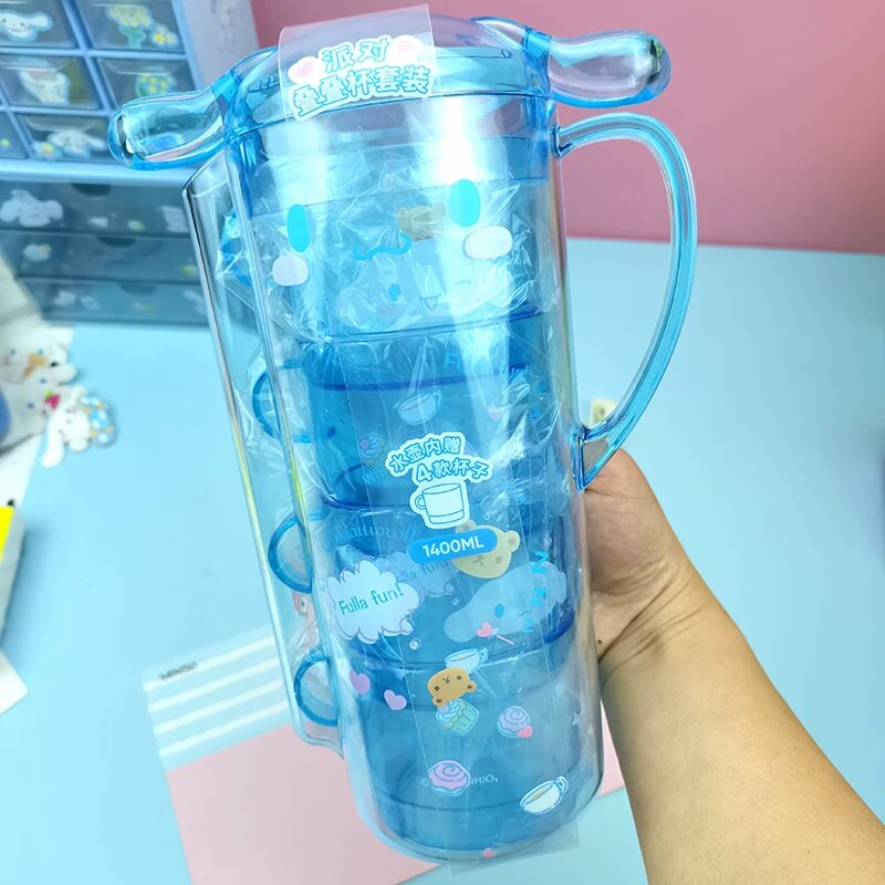 Набор стаканов MINISO Sanrio Party: бутылка для воды, стаканы Куроми и Синаморолл большой емкости Чайник с чашками для