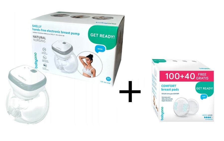 Молокоотсос BabyOno Shelly электрический чашечный, лактационные вкладыши Comfort 140 шт