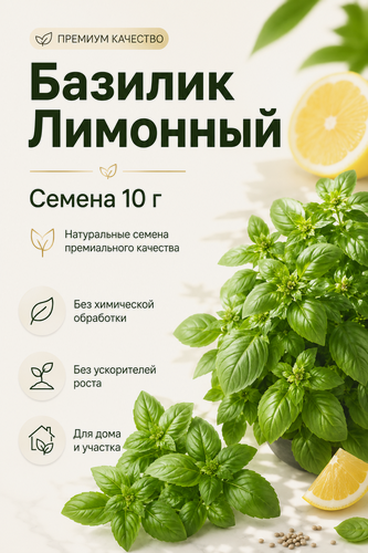 Изображение товара Семена базилика лимонный для проращивания, 10 грамм