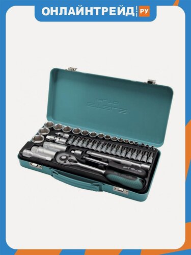 Изображение товара Набор торцевых головок с трещоткой Stels Equipment STELS 13575 EQUIPMENT 1/4" и 3/8", 44 предм