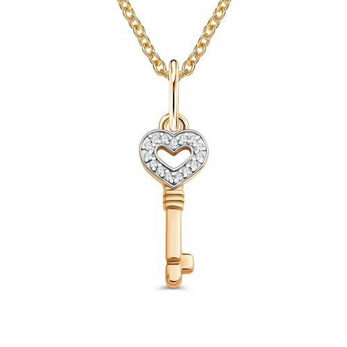 фото Подвеска 585gold, серебро, 925 проба, золочение, фианит, белый