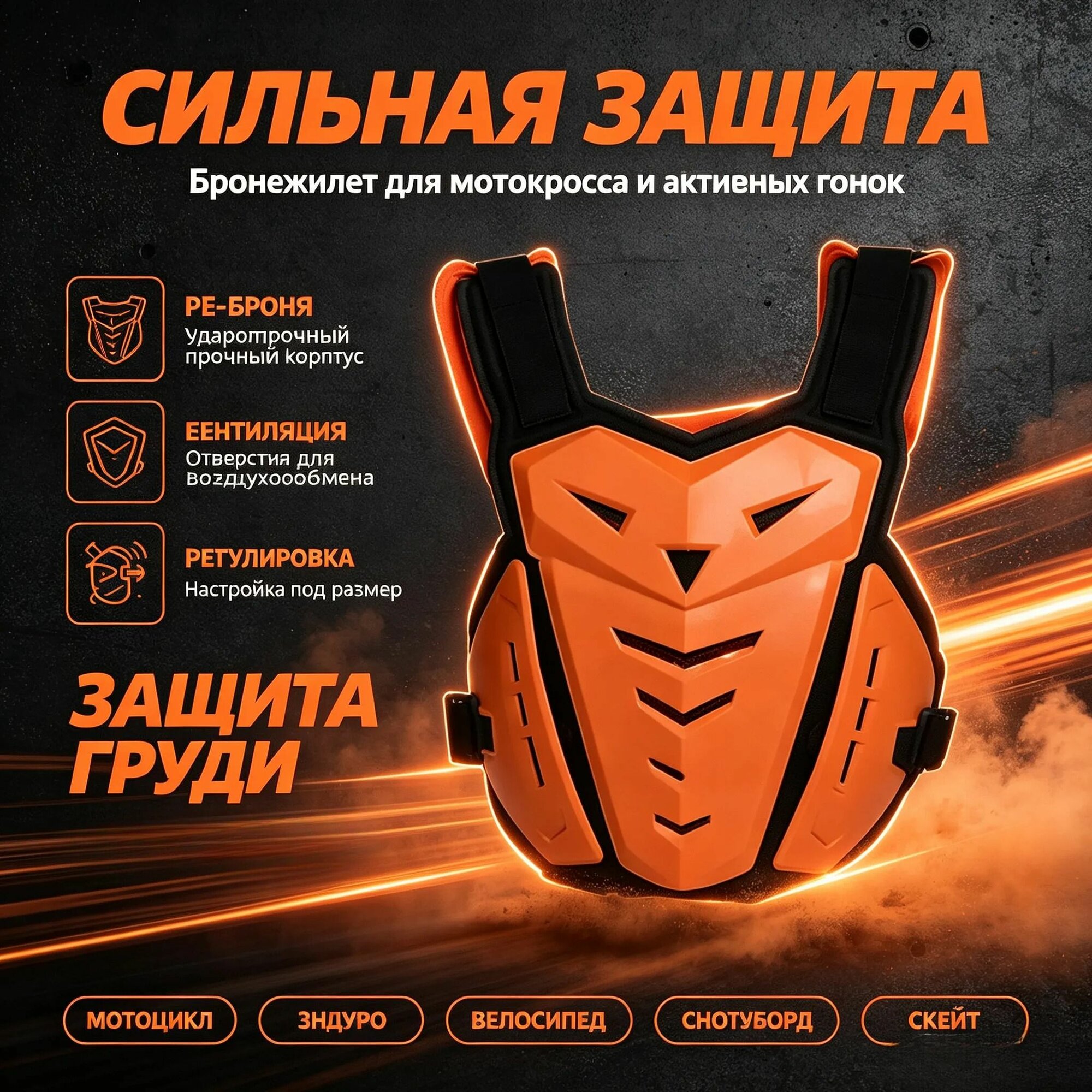 Защита для мотоцикла нагрудник и спина PE+EVA, мотозащита для кросса и велоспорта