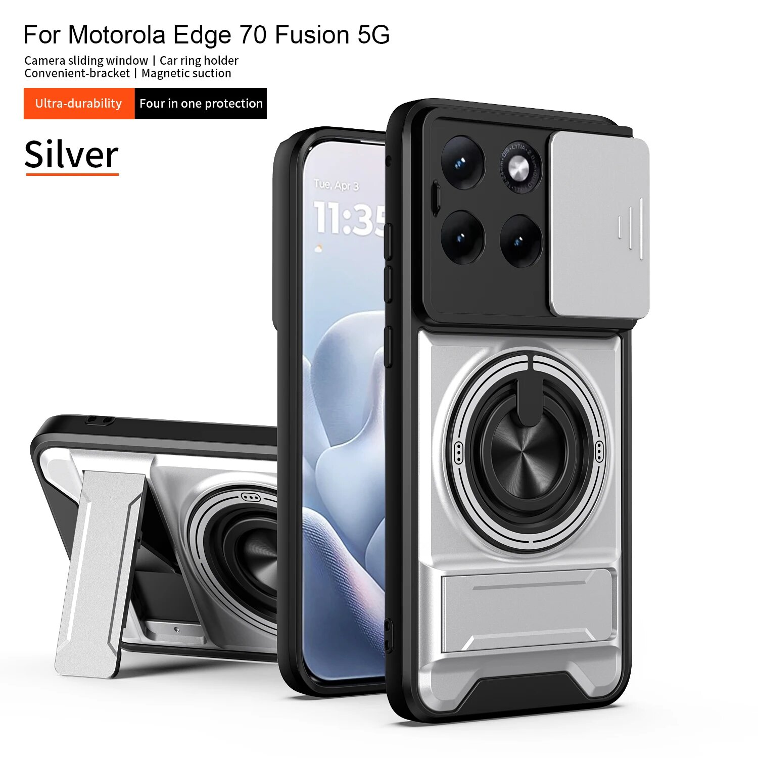 Чехол Motorola Edge 70 Fusion 5G, серебряный