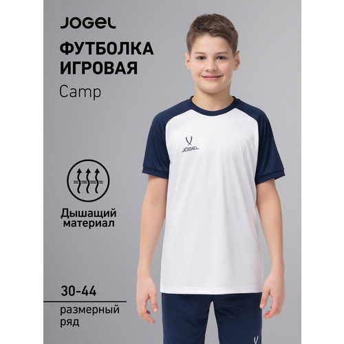 фото Футболка спортивная jogel, размер 122-128, белый/темно-синий