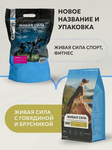 Изображение товара Сухой корм Живая Сила Фитнес. Крупная гранула, 10кг. Для взрослых собак