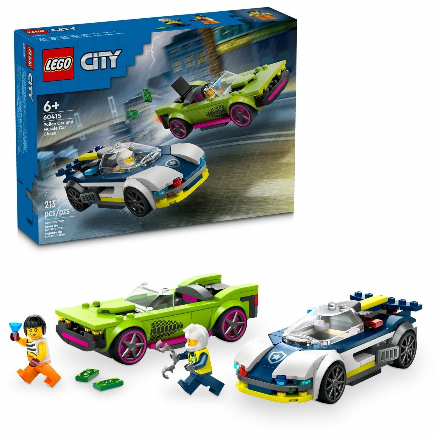 Конструктор LEGO City 60415 Погоня на полицейской машине и маслкаре