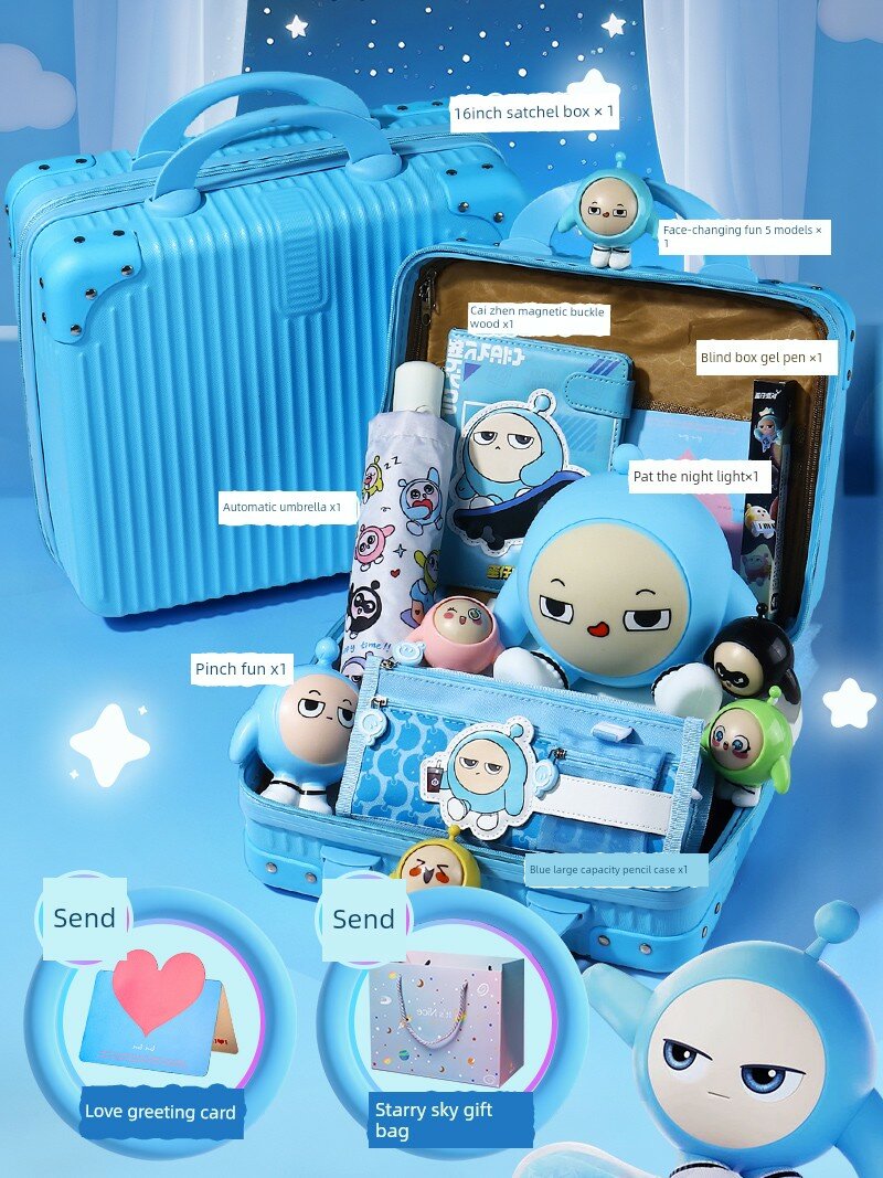 Egg Party Blue Dream Galaxy P Series: Push-Button Night Light, Face-Changing Turntable, Color Page Notebook, Stress