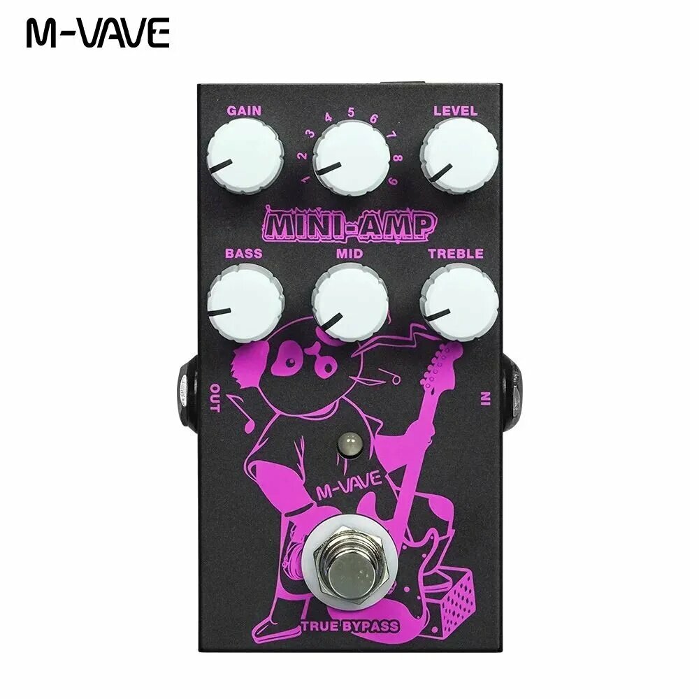 Педаль M-VAVE MINI-AMP: симулятор усилителя, 9 классических звуков, 3-полосный EQ, True Bypass.