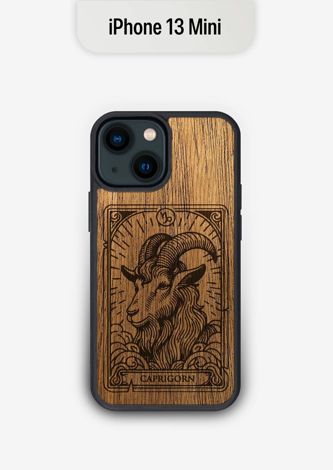 Деревянный чехол для iPhone 13 Mini Козерог