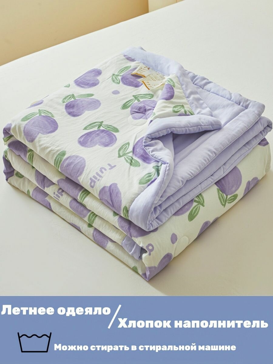 Двуспальное, 180x200 см, Одеяло Всесезонное, Летнее, с наполнителем хлопок, комплект из 1 шт