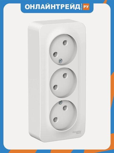 Изображение товара Розетка Systeme Electric (schneider Electric) SCHNEIDER ELECTRIC BLANCA 3-ая без заземления, без шторок, изол. пл, 16А, 250В, Белый, BLNRA000311