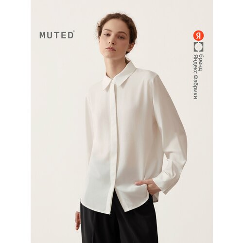 фото Рубашка muted прямого кроя из лиоцелла с потайной застёжкой, размер 2xl, белый