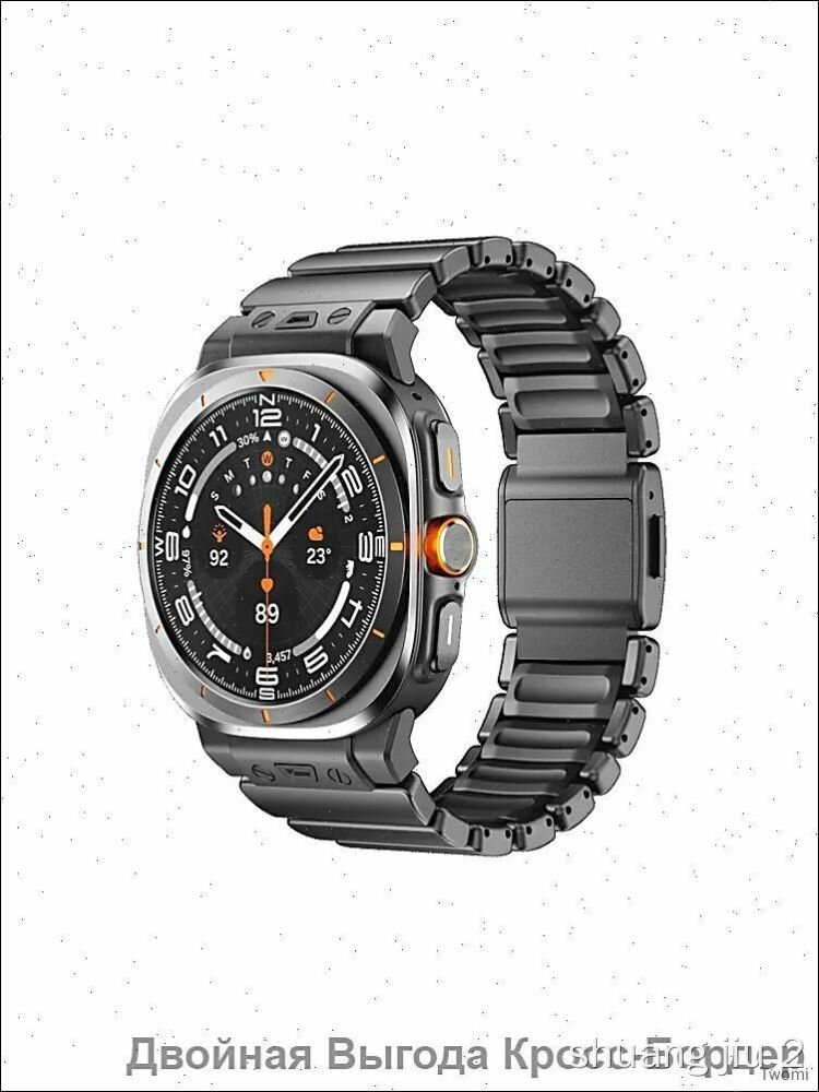 Ремешок для Galaxy Watch 8/7 47мм силикон титан черный двухслойный браслет для повседневной носки