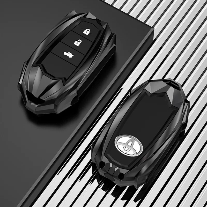Ключевой держатель для автомобилей Toyota, из цинкового сплава, одинарная оболочка с демон-замком, черный