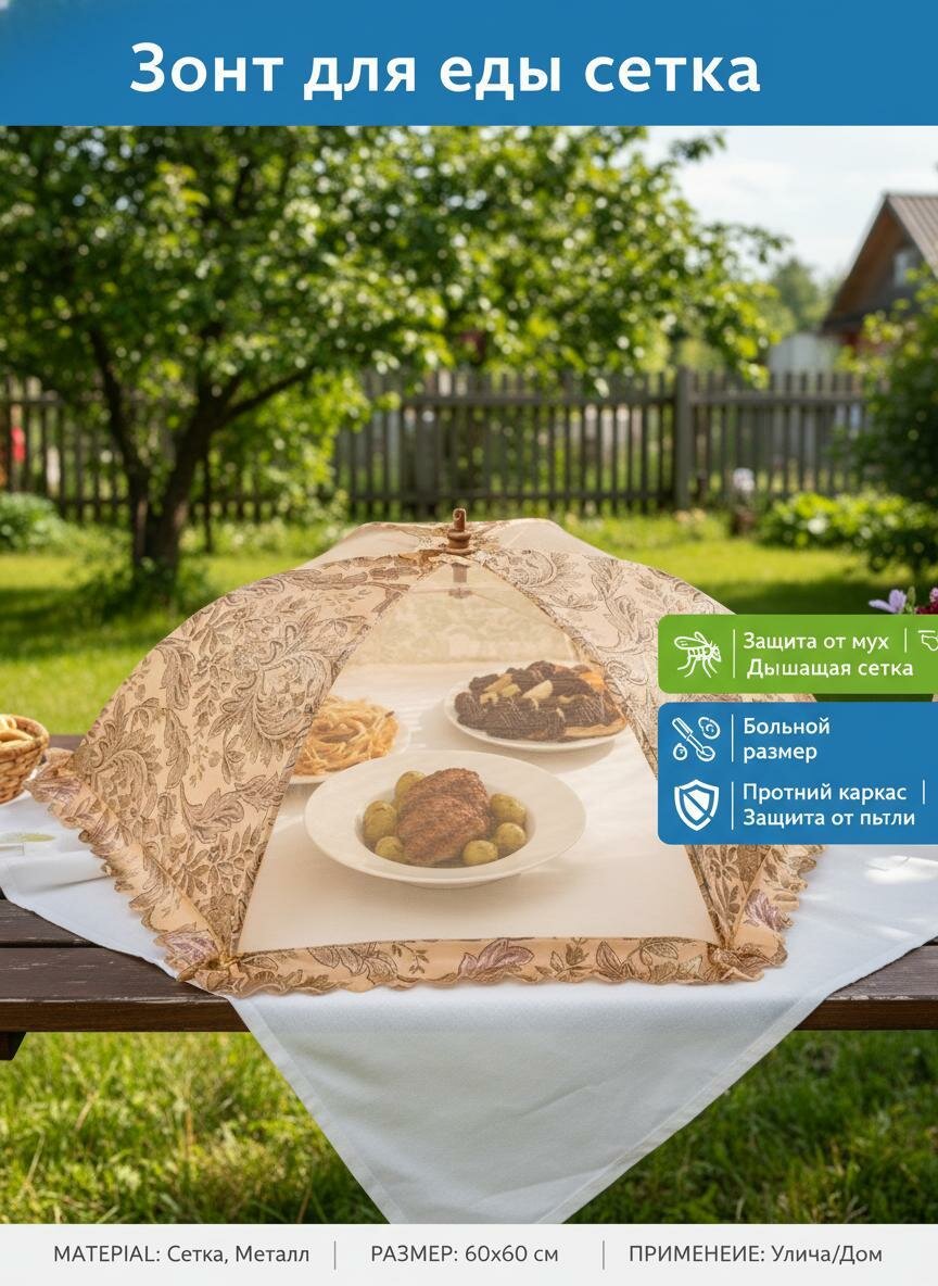 Зонт для стола / Крышка, колпак для еды, продуктов, пикника от мух