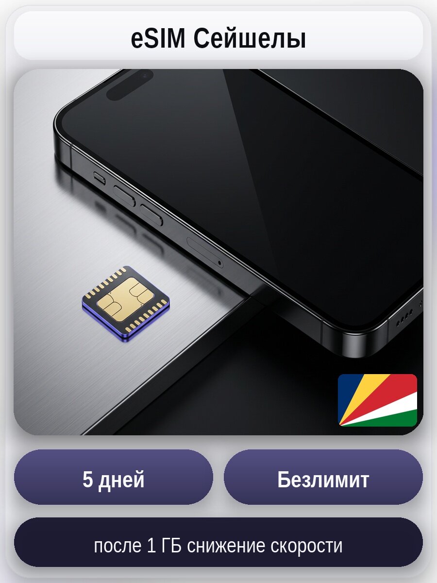 ESIM для мобильного интернета: безлимит на 5 дней | Сейшельских островов | Виртуальная СИМ-карта