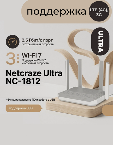 Изображение товара Wi-Fi роутер Netcraze Ultra NC-1812, двухдиапазонный, Wi-Fi 7