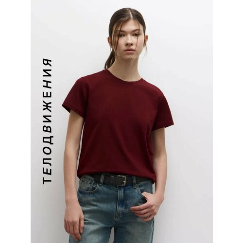 фото Футболка телодвижения базовая прямого кроя, размер 170-104-110 (52) 2xl, бордовый