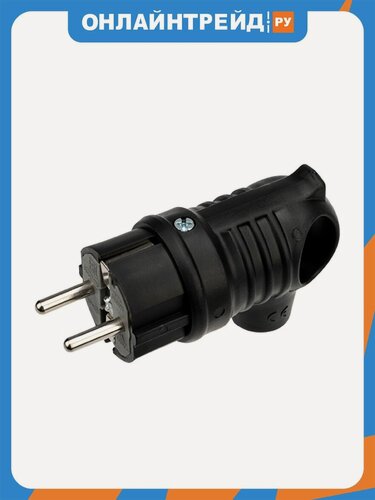 Изображение товара Вилка Rexant угловая с кольцом влагозащищенная, 16A, IP44, с/з, каучук, черная
