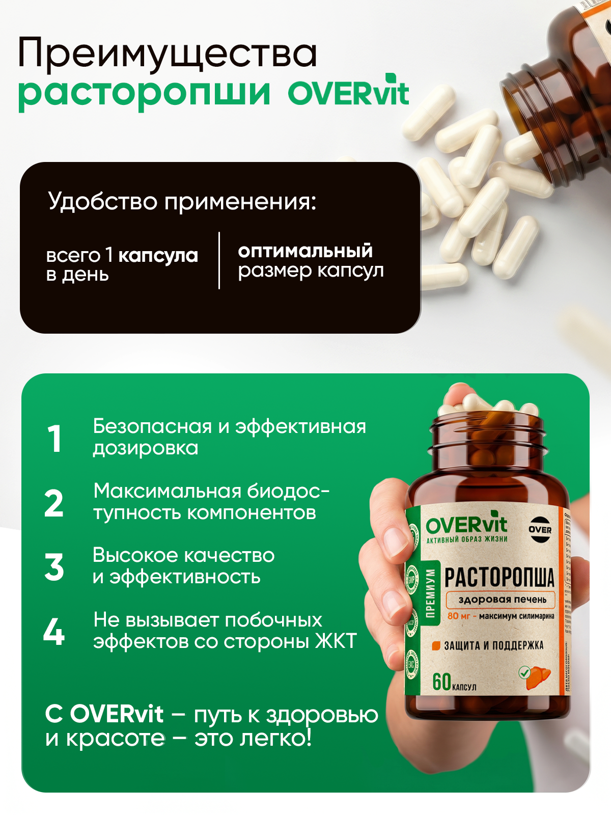 Расторопша экстракт, витамины для восстановления и защиты печени, гепатопротектор 60 капсул — фото 9