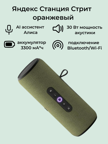 Изображение товара Колонка Яндекс "Станция Стрит", с голосовым управлением, влагозащищённая, 30Вт