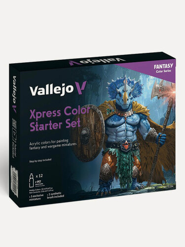 Изображение товара Набор акриловых красок Vallejo серии Xpress Color - Starter Set 72209, 12 шт по 18 мл, кисть, миниатюра