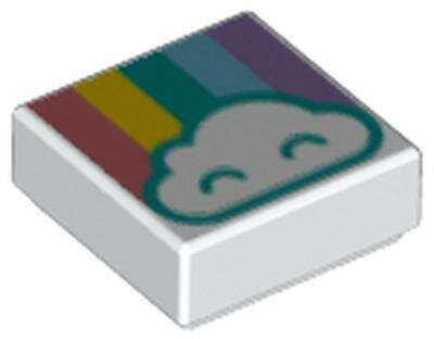 Деталь Lego 3070bpb134 Tile 1 x 1 with Groove with Cloud and Pastel Rainbow Pattern