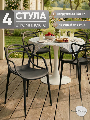 Изображение товара Стулья для кухни обеденные Masters NEW, комплект 4 шт, черный