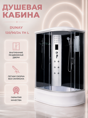Изображение товара Душевая кабина River Dunay 120/90/24 TH L с крышей, ДxШxВ: 1200x900x2100 мм, средний поддон 24 см, угол установки левосторонний