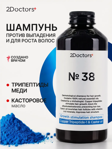 Изображение товара Шампунь для роста волос и против выпадения №38 "Трипептиды меди + Цинк", 250 мл