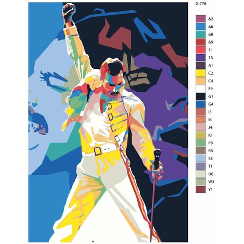 фото Картина по номерам x-776 "певец freddy mercury (фредди меркьюри)" 60х90 brushes-paints