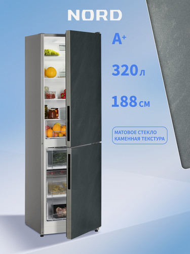 Изображение товара Двухкамерный холодильник NORD NRG 152 GTS с нижней морозилкой, общий объем 320 л, глянцевый графит