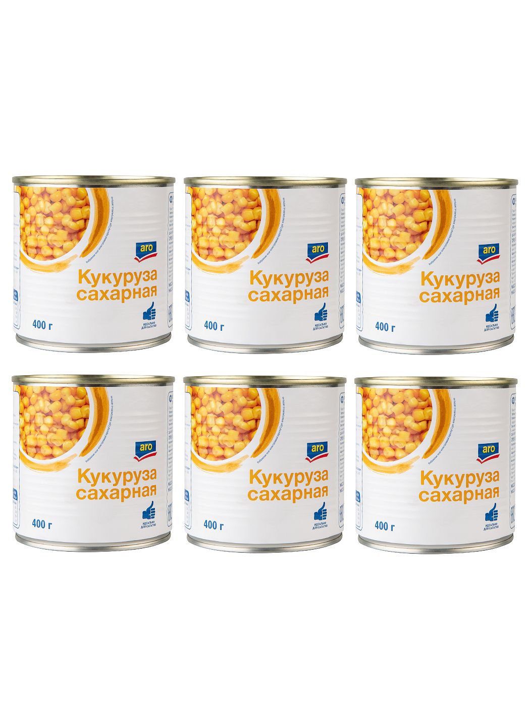 Aro Кукуруза сахарная, 400 гр, 6 шт