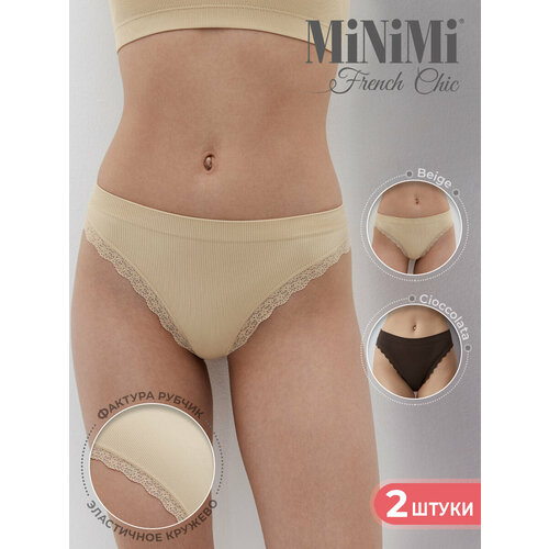 Трусы MiNiMi Mi 2241S French Chic Slip Alto, комплект из 2 шт., размер 46/48 (M/L), бежевый, коричневый