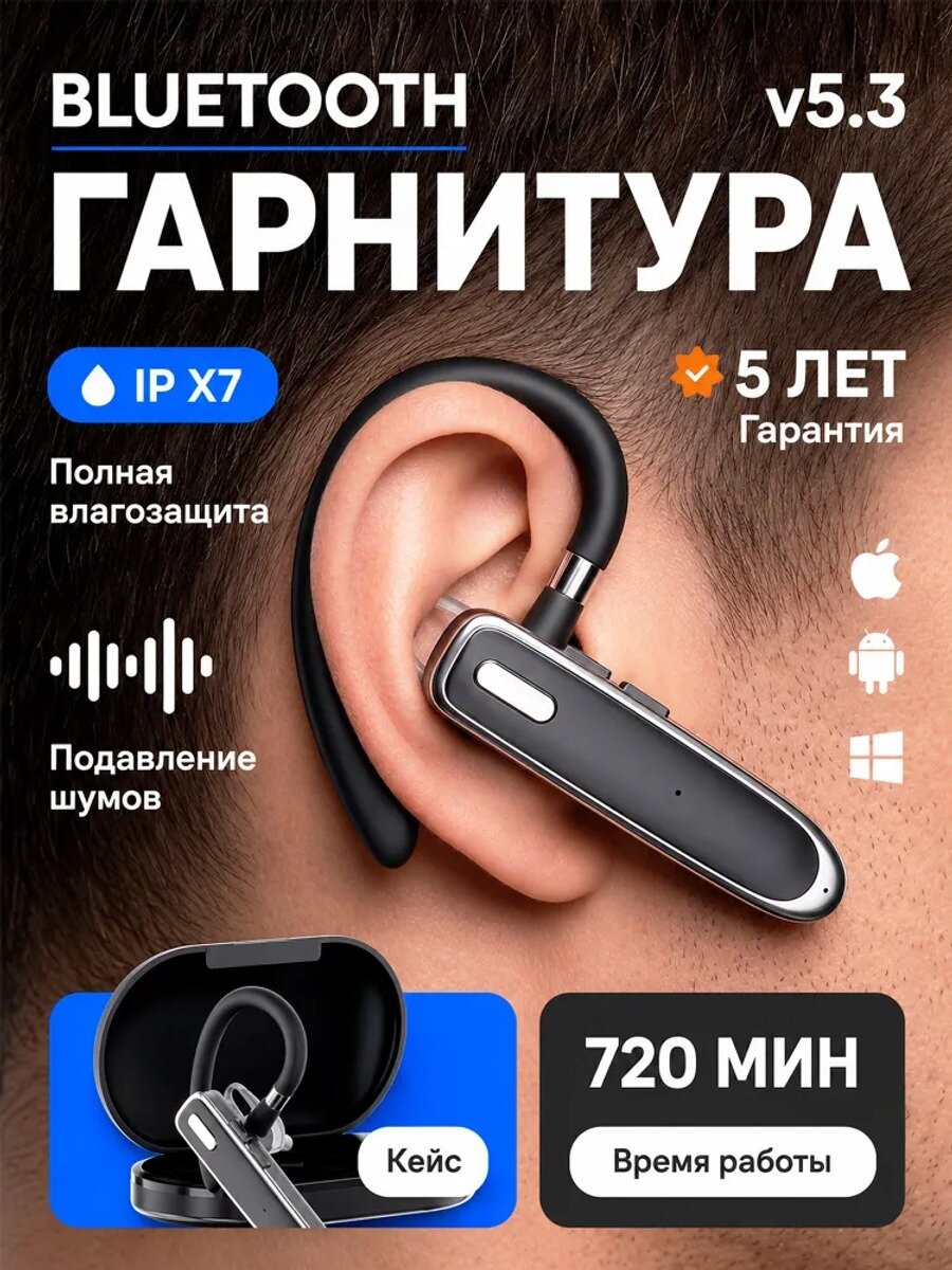 BA HEADSET Наушники беспроводные с микрофоном, Bluetooth, USB Type-C, бирюзовый
