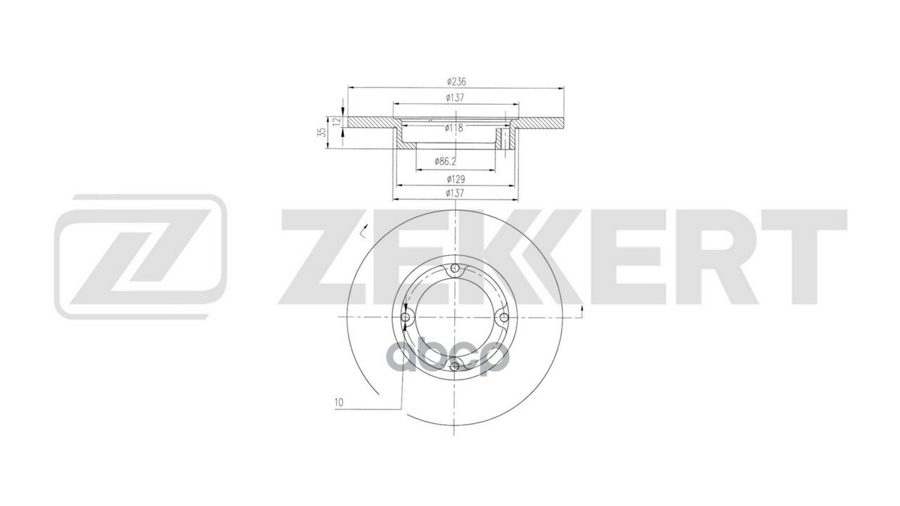 Диск тормозной передний Chery QQ6 08- Zekkert арт. bs-7023