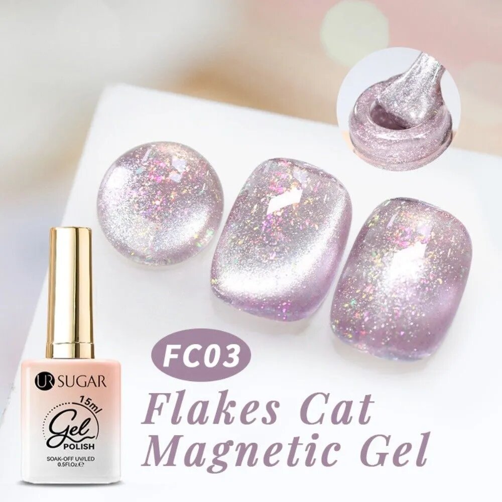 Гель-лак для ногтей Flakes Cat магнитный, 6 цветов, удаляется замачиванием, под УФ и светодиодную лампы, стойкий дизайн