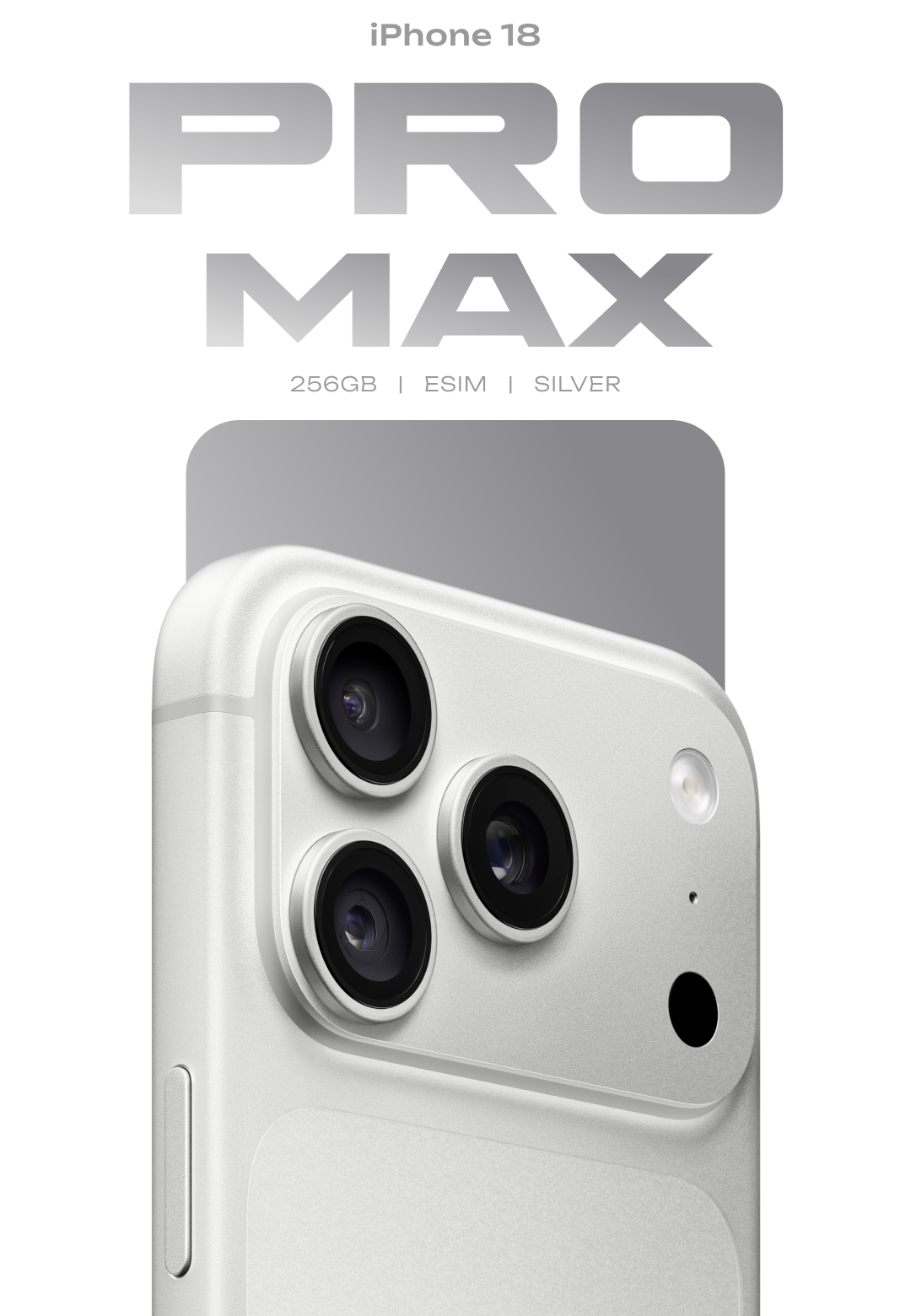 Смартфон Apple iPhone 18 Pro Max 1 eSIM 256 ГБ памяти, Silver/Серебристый NEW