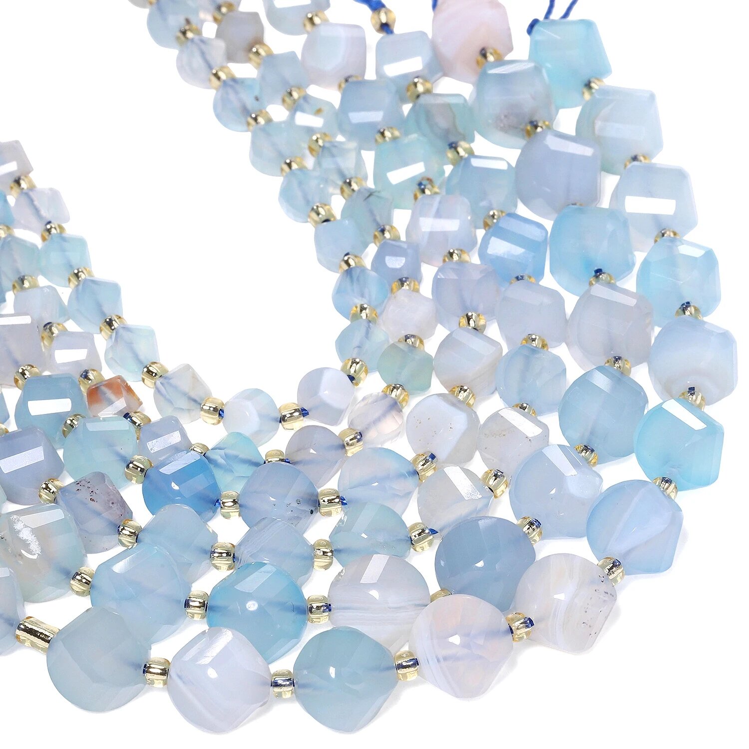 Бусины агат кофейная полоска nociuciu 6-10 мм 8mm 16-18pcs, blue agate