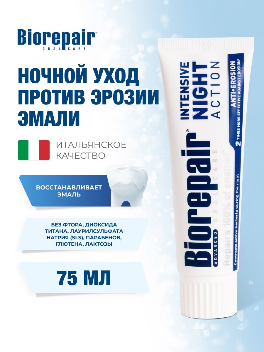 Зубная паста ночная против эрозии эмали Biorepair Night Repair,75 мл